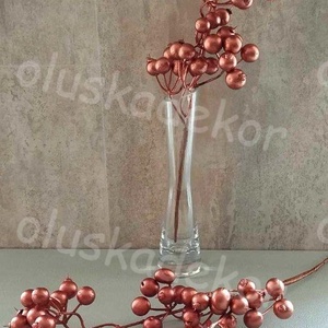 Bogyós ág, kék, metálbronz színben, dekorációs műnövény, 30cm - kellékek & szerszámok - dekorációs kellékek - egyéb kellékek - Meska.hu