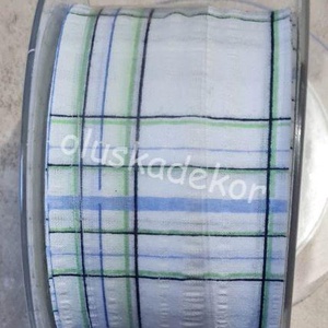 Textil szalag, kék, zöld kockás, 2 féle, 5cm - kellékek & szerszámok - dekorációs kellékek - egyéb kellékek - Meska.hu