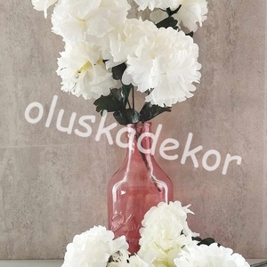 Krizantém csokor, törtfehér, 6 virág, díszítőzöldek, 37cm, Kellékek & szerszámok, Dekorációs kellékek, Figurák, Virágkötés, Mindenmás, MESKA