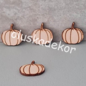 Halloweentök, sütőtök, mintás, natúr, lézervágott fa, 3 cm - Meska.hu