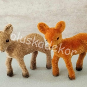 Őzike 2 színben, karácsonyi, adventi dekorációs figura, flokkolt, 8cm - Meska.hu