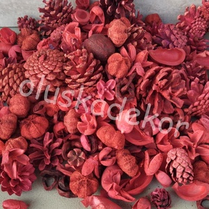 Vegyes terméscsomag, piros, száraztermés, dekor, 100gr/cs., Kellékek & szerszámok, Dekorációs kellékek, Egyéb kellékek, Virágkötés, Mindenmás, MESKA