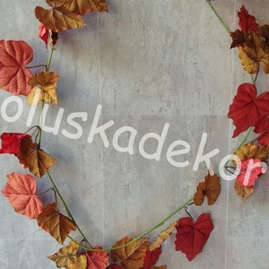 Szőlőleveles girland, őszi dekorációs selyem műnövény, 180cm - kellékek & szerszámok - dekorációs kellékek - egyéb kellékek - Meska.hu
