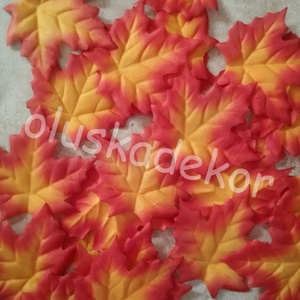 Juharlevél, selyem, őszi, halloweeni dekorációs kiegészítő 2 színben, 9cm - kellékek & szerszámok - dekorációs kellékek - őszi dekor - falevél - Meska.hu