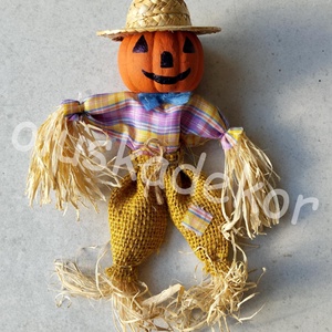 Madárijesztő, tökfej, őszi dekorációs kézműves figura - otthon & életmód - dekoráció - halloween - halloweeni asztaldísz - Meska.hu