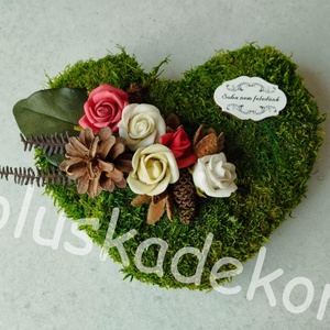 Szívalakú mohás sírdísz, sírkoszorú, mindenszentek, halottak napja, 17cm, Otthon & Életmód, Vallás, Temetkezési tárgy, Sírdísz, kegyeleti dísz, Virágkötés, MESKA