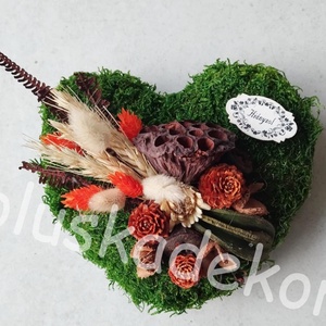 Sírdísz, kegyeletidísz, szívalakú mohás sírdísz, sírkoszorú, mindenszentek, 17cm, Otthon & Életmód, Vallás, Temetkezési tárgy, Sírdísz, kegyeleti dísz, Virágkötés, MESKA