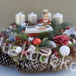 Adventi, karácsonyi cukrászos asztaldísz, koszorú kb. 33cm - karácsony - karácsonyi lakásdekoráció - ünnepi asztaldekoráció - Meska.hu