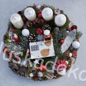 Adventi, karácsonyi cukrászos asztaldísz, koszorú kb. 33cm - karácsony - karácsonyi lakásdekoráció - ünnepi asztaldekoráció - Meska.hu