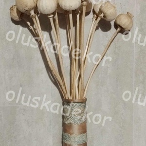 Mák, dekorációs növény, natúr, száras, szárított, 3 - 4cm fej - Meska.hu