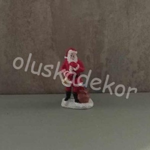 Téli falu, téli jelenet, télapó csengettyűvel - 7x3,5cm, Karácsony, Karácsonyi lakásdekoráció, Karácsonyi lakásdíszek, Virágkötés, MESKA