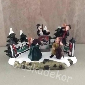 Téli falu, téli jelenet, karácsonyi dekorációs figura, zenekaros, 12x7cm, Karácsony, Karácsonyi lakásdekoráció, Karácsonyi lakásdíszek, Virágkötés, MESKA