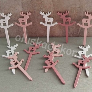 Rénszarvas, karácsonyi, adventi fafigura, mini beszúró, 3db/cs., 8cm, Karácsony, Karácsonyi lakásdekoráció, Karácsonyi lakásdíszek, Virágkötés, MESKA