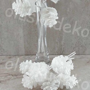 Toboz, fehér, glitteres pick, karácsonyi, dekor műnövény, 21cm, Karácsony, Karácsonyi lakásdekoráció, Karácsonyi lakásdíszek, Virágkötés, MESKA