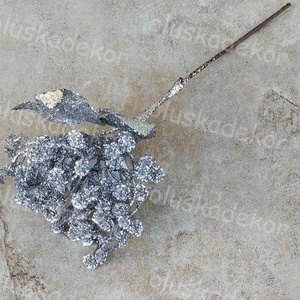 Babérleveles bokor, virágos, glitteres pick, karácsonyi hobby, kreatív, dekor műnövény, 26cm - kellékek & szerszámok - dekorációs kellékek - egyéb kellékek - Meska.hu