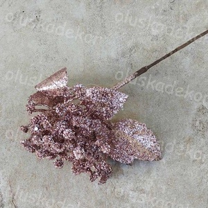 Babérleveles bokor, virágos, glitteres pick, karácsonyi hobby, kreatív, dekor műnövény, 26cm - kellékek & szerszámok - dekorációs kellékek - egyéb kellékek - Meska.hu