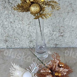 Bogyós, leveles, csiriviris, glitteres pick, karácsonyi hobby, kreatív, dekor műnövény, 20cm, Kellékek & szerszámok, Dekorációs kellékek, Egyéb kellékek, Mindenmás, Virágkötés, MESKA