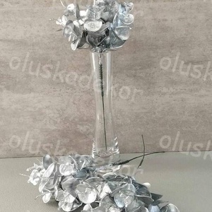 Eukalyptus pick metál színekben, karácsonyi dekorációs műnövény, 25cm - kellékek & szerszámok - dekorációs kellékek - egyéb kellékek - Meska.hu