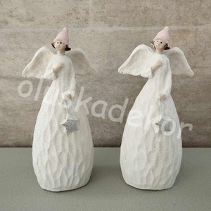 Angyal, kerámia figura, adventi, karácsonyi dekorációs kiegészítő, 12cm, Karácsony, Karácsonyi lakásdekoráció, Karácsonyi lakásdíszek, Virágkötés, MESKA