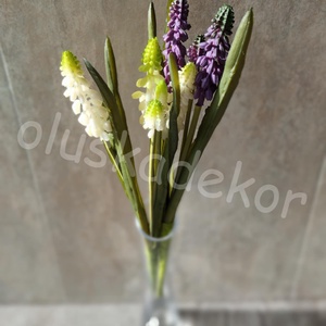 Muscari csokor, Fürtös gyöngyike virágcsokor, fehér, lila, gumi dekorációs művirág, Kellékek & szerszámok, Dekorációs kellékek, Egyéb kellékek, Mindenmás, MESKA