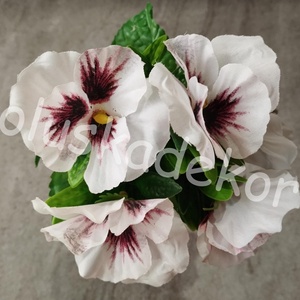 Árvácska, fehér selyem dekorációs művirág, virágcsokor levelekkel, 24cm, Kellékek & szerszámok, Dekorációs kellékek, Egyéb kellékek, Mindenmás, MESKA