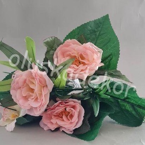 Rózsacsokor orchideával, selyem dekorációs növény, 7 virág, 31cm - kellékek & szerszámok - dekorációs kellékek - egyéb kellékek - Meska.hu