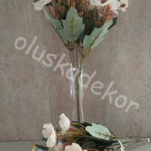 Margaréta, selyem virágcsokor, 15 virágos, díszítőzölddel, dekorációs alapanyag, mű növény, 35cm - Meska.hu