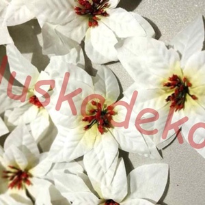 Mikulásvirág fej, fehér karácsonyi, selyem, dekor virágfej, műnövény, 13,5cm - Meska.hu