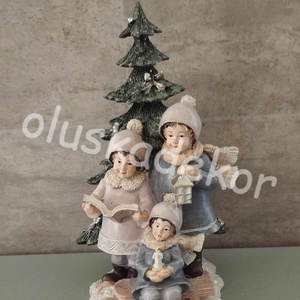 Vintage karácsonyi gyerekkórus fenyővel, karácsonyi dekorációs alapanyag, 21cm - Meska.hu