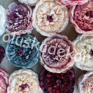 Peony, 5db./cs., nyílott virágfej, selyemvirág, dekorációs alapanyag, 9cm - Meska.hu