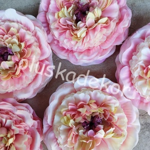 Peony, 5db./cs., nyílott virágfej, selyemvirág, dekorációs alapanyag, 9cm - kellékek & szerszámok - dekorációs kellékek - virágfej - Meska.hu