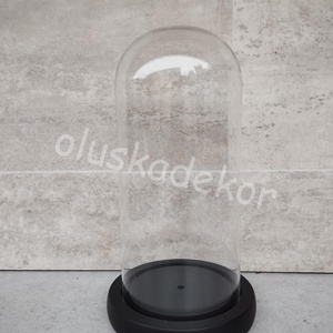 Üvegbúra fatalppal, üvegharang, edény, dekorációs alapanyag, 21x10,5 cm, Otthon & Életmód, Dekoráció, Asztal és polc dekoráció, Díszüveg, Virágkötés, MESKA