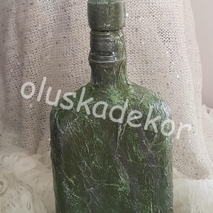 Dekorációs üveg, váza, khaki, cipzáros - gombos - otthon & életmód - dekoráció - asztal és polc dekoráció - asztaldísz - Meska.hu