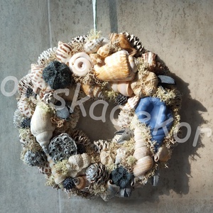 Kagylós, csigás, nyári, tengeres, ajtódísz, kopogtató 2, Otthon & Életmód, Dekoráció, Ajtó- és ablak dekoráció, Ajtódísz & Kopogtató, Mindenmás, Virágkötés, MESKA