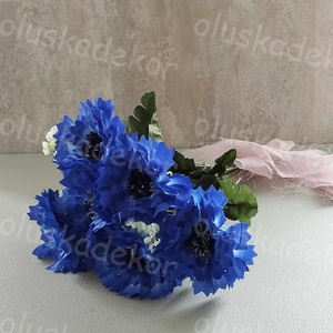 Búzavirág rezgővel, selyem dekornövény, Otthon & Életmód, Virágdekoráció, Virágok, Szálas virág, Mindenmás, Virágkötés, MESKA