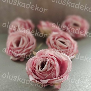 Rózsa virágfej, hervadt, selyem, dekorációs növény, dekor, fehér, barack, rózsaszín, 9cm - kellékek & szerszámok - dekorációs kellékek - virágfej - Meska.hu