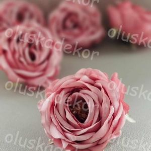 Rózsa virágfej, hervadt, selyem, dekorációs növény, dekor, fehér, barack, rózsaszín, 9cm - kellékek & szerszámok - dekorációs kellékek - virágfej - Meska.hu