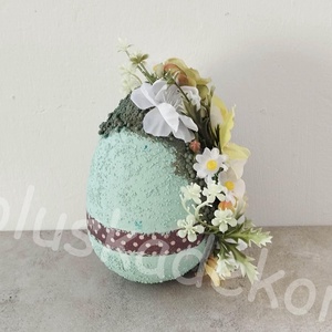 Húsvéti tojás selyemvirággal, asztaldísz, home dekoráció, kézműves termék, 12cm - ünnepi díszek, dekorációk - húsvéti díszek és dekorációk - húsvéti asztaldíszek - Meska.hu