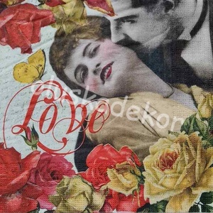 Nosztalgia, szerelmes, rózsás, vintage, decoupage, dekupázs dekorációs szalvéta - Meska.hu