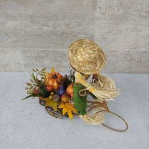 Madárijesztő, tökfej, kordé, taliga, tricikli, őszi asztaldísz, dekoráció - otthon & életmód - dekoráció - halloween - halloweeni asztaldísz - Meska.hu