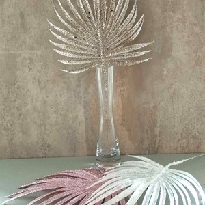 Pálmalevél, glitteres, esküvői, karácsonyi, adventi dekorációs alapanyag, műnövény, 30cm - kellékek & szerszámok - dekorációs kellékek - egyéb kellékek - Meska.hu