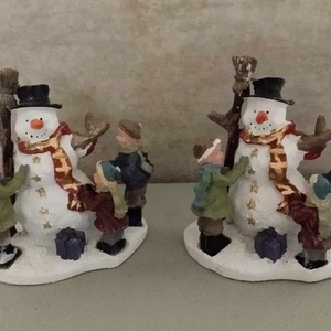 Téli mini falu kiegészítő, hóembert építő gyerekek - Meska.hu