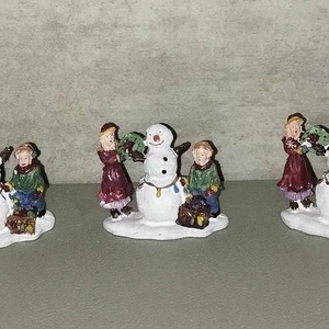 Téli mini falu kiegészítő, hóembert építő gyerekek - Meska.hu
