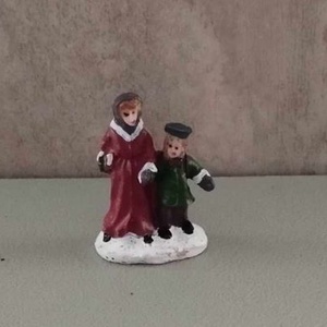 Téli falu, téli jelenet, éjféli miséről - 5,5x3cm - Meska.hu