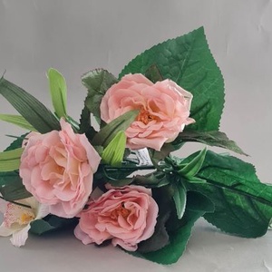 Rózsacsokor orchideával, selyem dekorációs növény, 31cm - kellékek & szerszámok - dekorációs kellékek - egyéb kellékek - Meska.hu