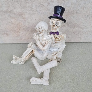 Csontváz, csontvázpár, halloweeni, őszi, dekorációs, figura, 8x7cm - Meska.hu
