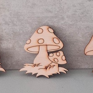 Gomba, natúr, lézervágott dekorációs kiegészítő, 6cm, 3db/cs. - Meska.hu
