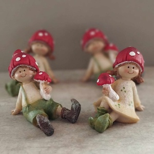 Gomba fiú, gomba lány, figura, őszi, nyári, tündérkert dekorációs kiegészítő, 7,5 cm - Meska.hu