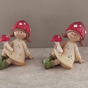 Gomba fiú, gomba lány, figura, őszi, nyári, tündérkert dekorációs kiegészítő, 7,5 cm - kellékek & szerszámok - dekorációs kellékek - figurák - Meska.hu