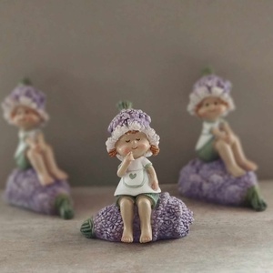 Levendula tündér figura, kislány, kisfiú, tündérkert, dekorációs kiegészítő, 11,5cm - Meska.hu